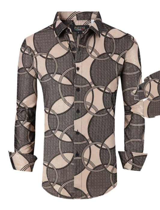 Camisa Para Hombre Marca Pavini PVLS011-10 Cafe