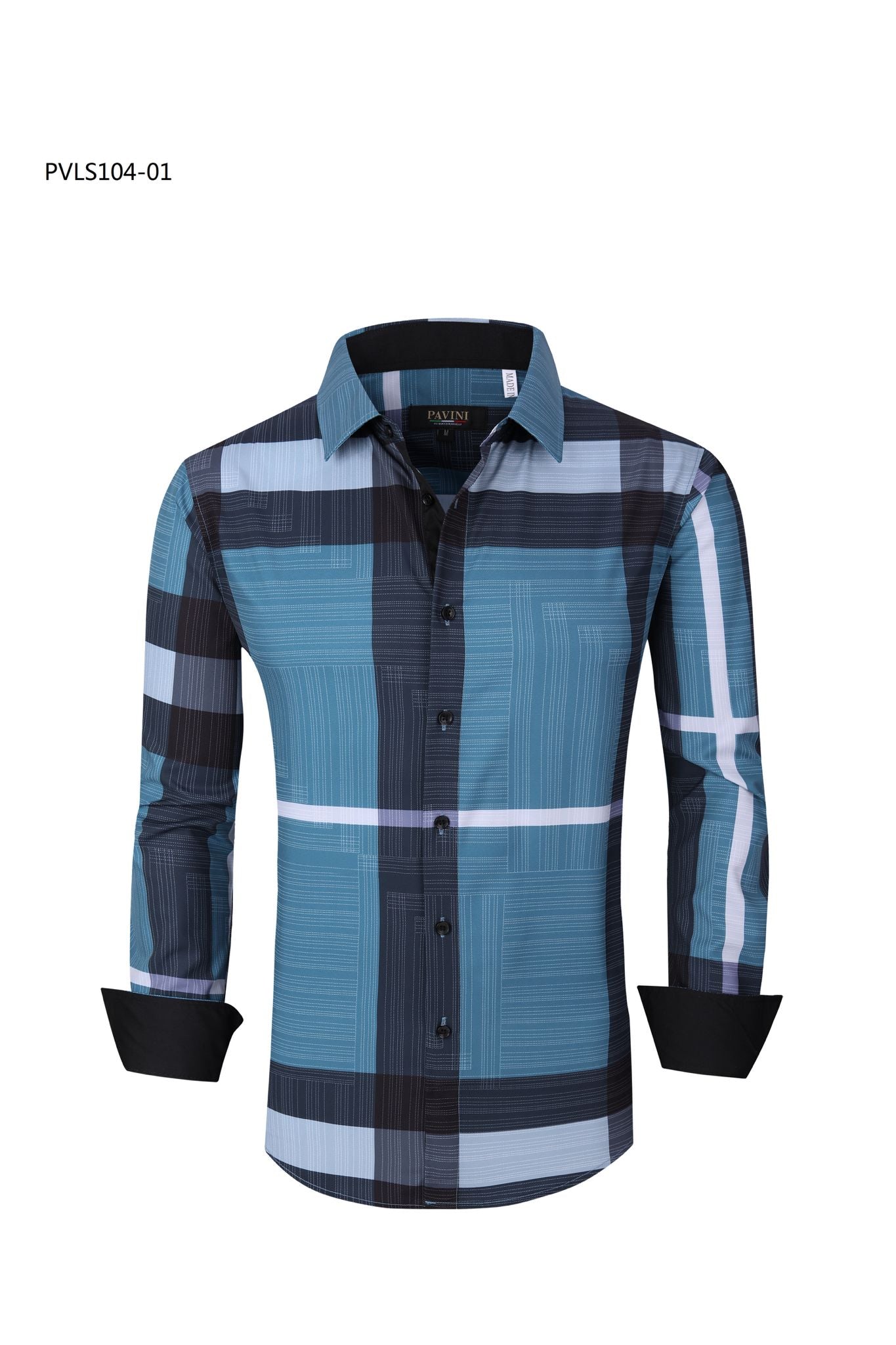 Camisa Para Hombre Marca Pavini PVLS104-01 Azul