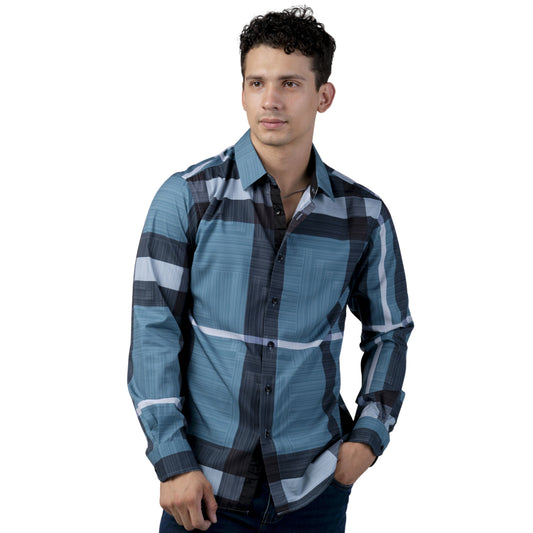 Camisa Para Hombre Marca Pavini PVLS104-01 Azul