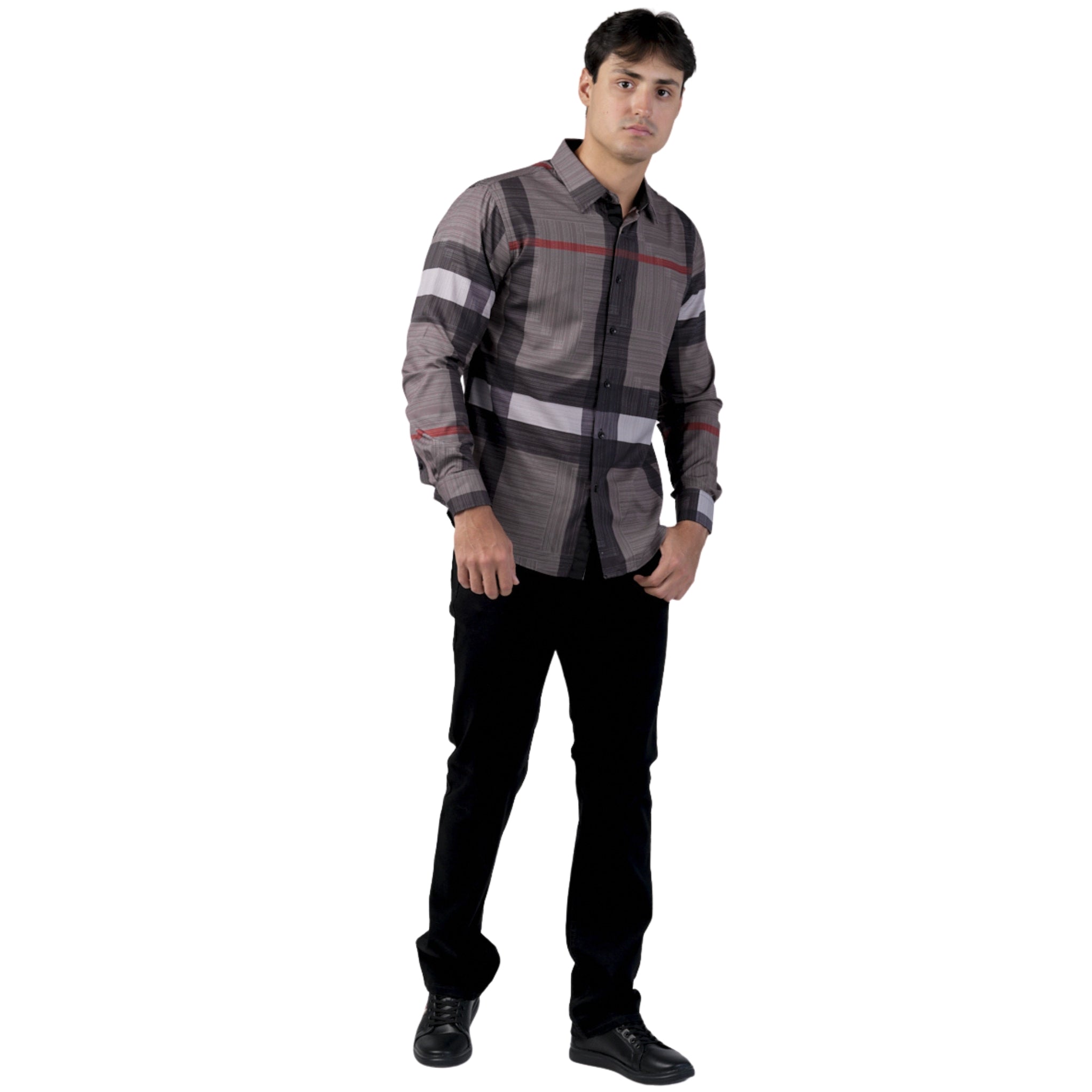 Camisa Para Hombre Marca Pavini PVLS104-03 gris