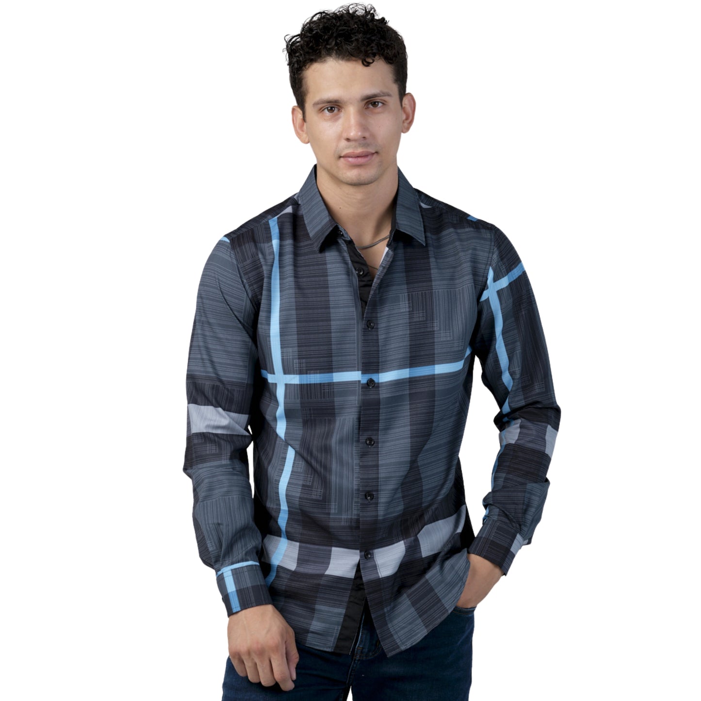 Camisa Para Hombre Marca Pavini PVLS104-04 azul marino