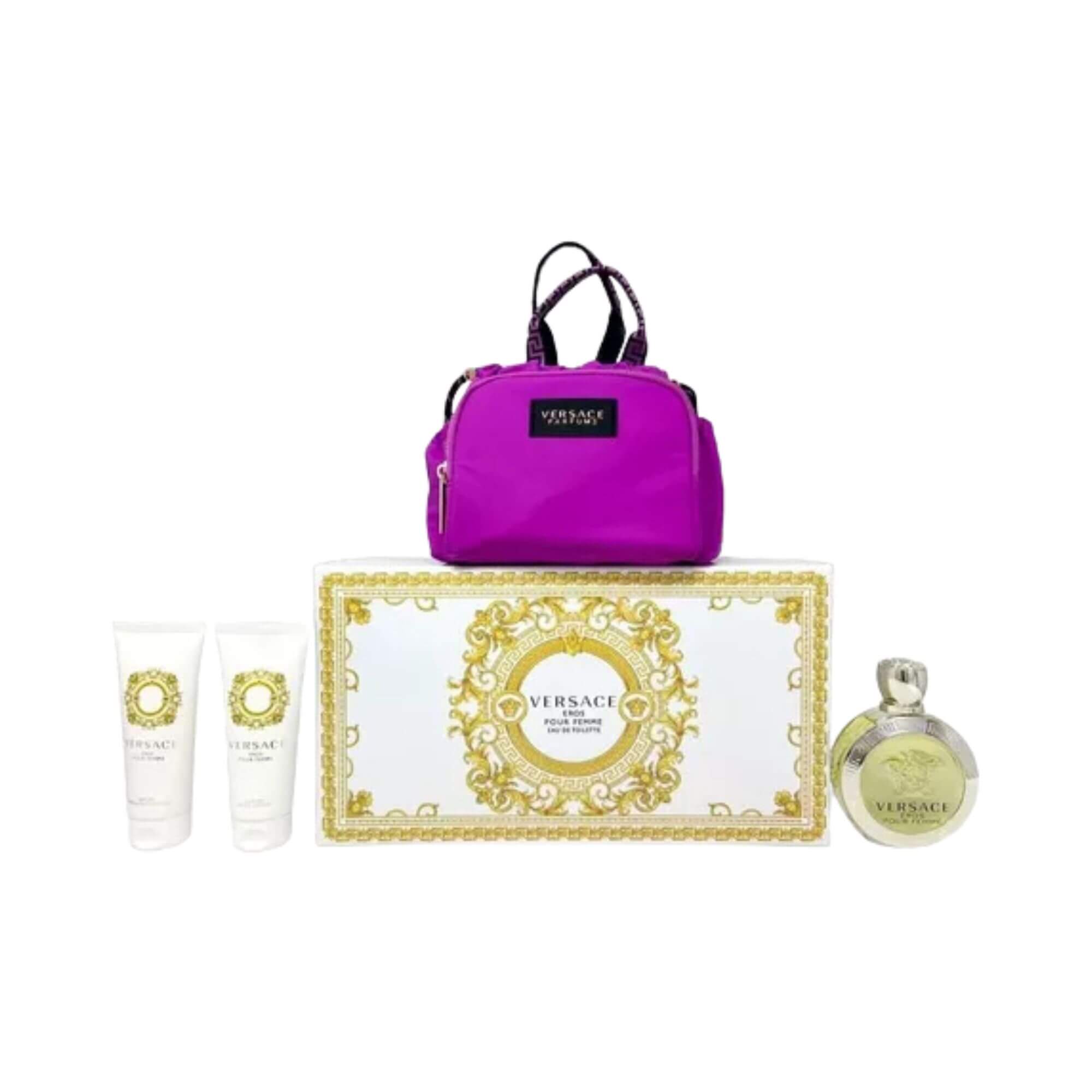 Set de Perfume Versace Eros Pour Femme EDT 4 pzas