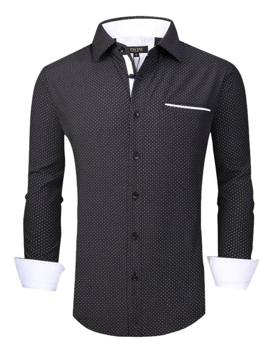 Camisa Para Hombre Marca Pavini SH-055-02 BLACK