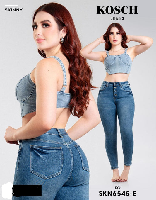 Pantalon Para Mujer Marca Kosch Mezclilla SKN6545-E Deslabado