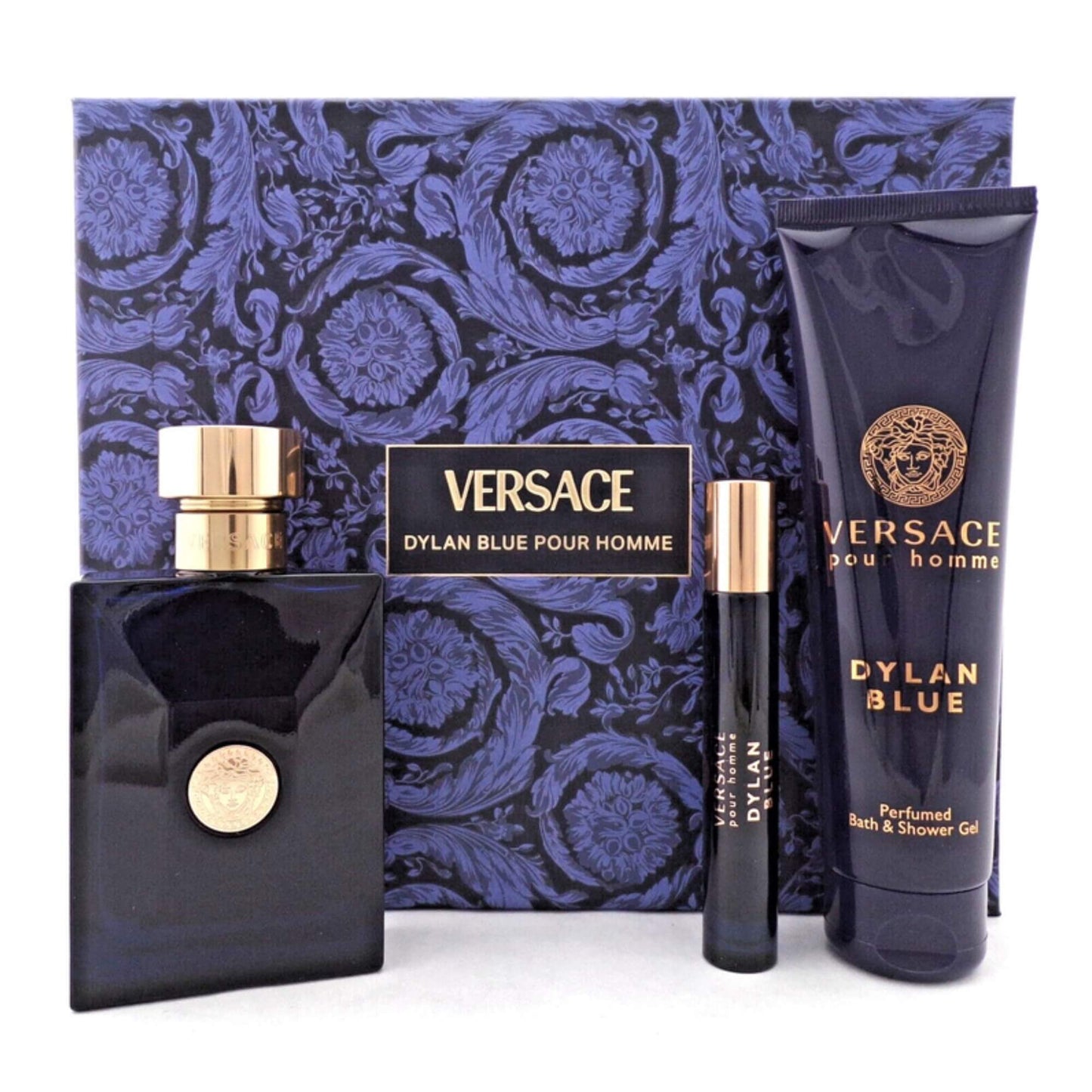 Set de Perfume Versace Dylan Blue pour Homme 100ml 3 pzas