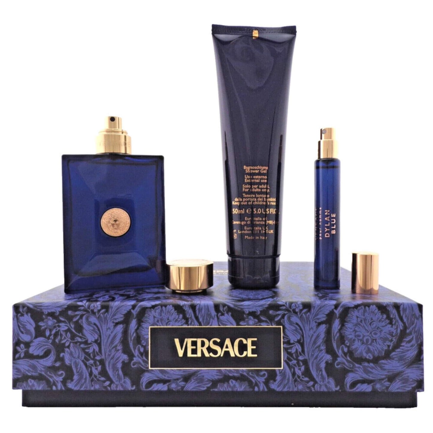 Set de Perfume Versace Dylan Blue pour Homme 100ml 3 pzas