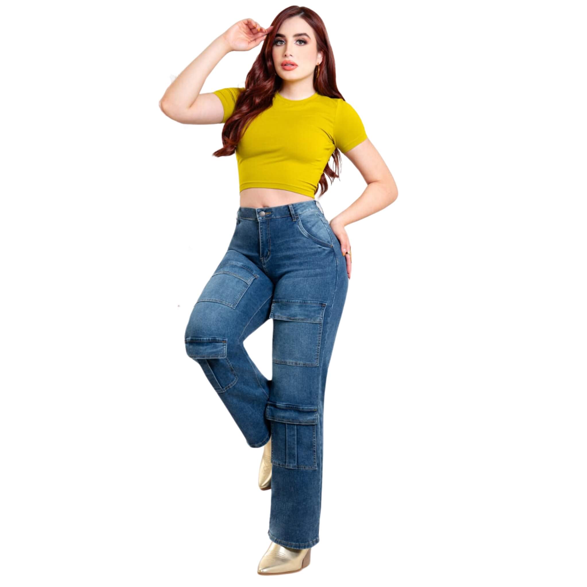 Pantalon Para Mujer De Cargo Marca KOSCH Jeans WLCN 6470 Azul Deslavado