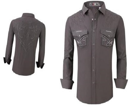 Camisa Para Hombre Vaquera Marca Cuaco WM022-019-02 Grey