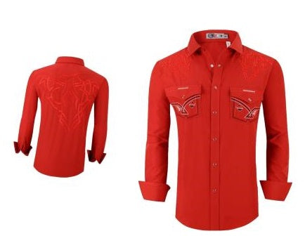 Camisa Para Hombre Vaquera Marca Cuaco WM022-019-03 Red