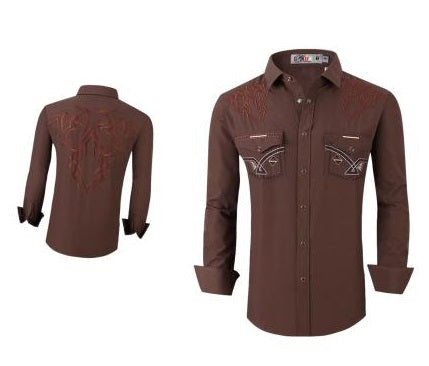 Camisa Para Hombre Vaquera Marca Cuaco WM022-019-04 Coffee