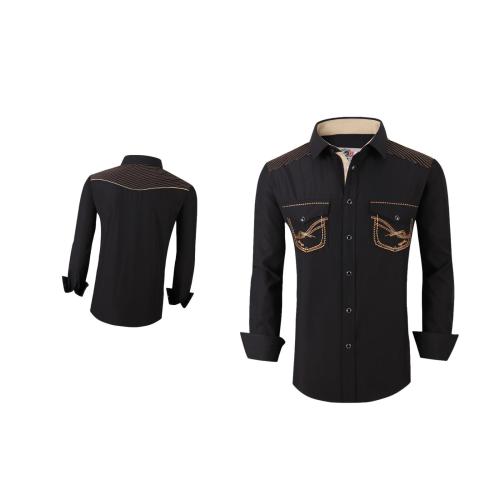 Camisa Para Hombre Vaquera Marca Cuaco WM022-020-01 Black