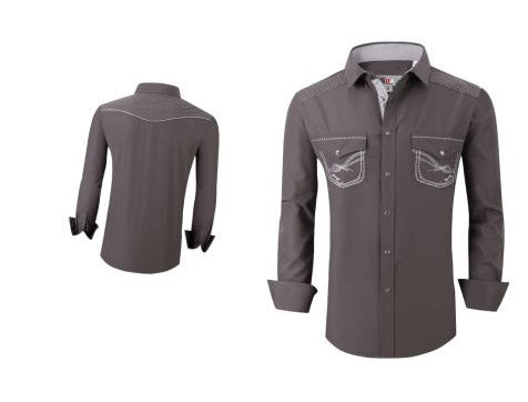 Camisa Para Hombre Vaquera Marca Cuaco WM022-020-02 Grey