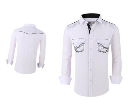 Camisa Para Hombre Vaquera Marca Cuaco WM022-020-03 White