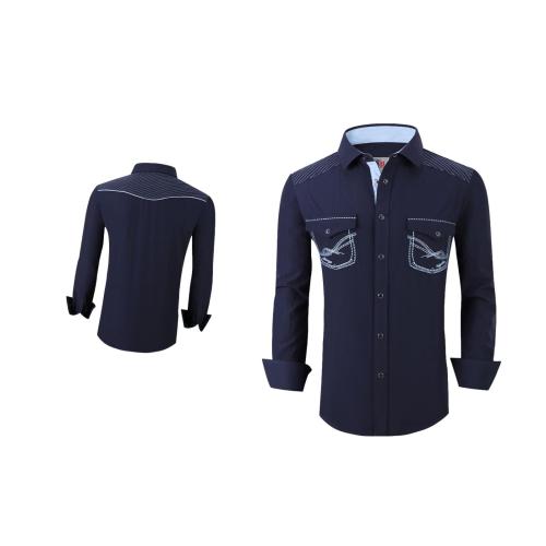 Camisa Para Hombre Vaquera Marca Cuaco WM022-020-04 Navy