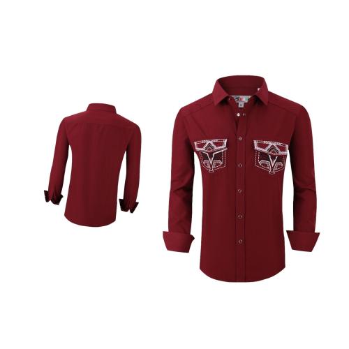 Camisa Para Hombre Vaquera Marca Cuaco WM022-023-04 Burgundy