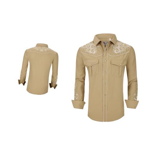 Camisa Para Hombre Vaquera Marca Cuaco WM022-026-08 Beige