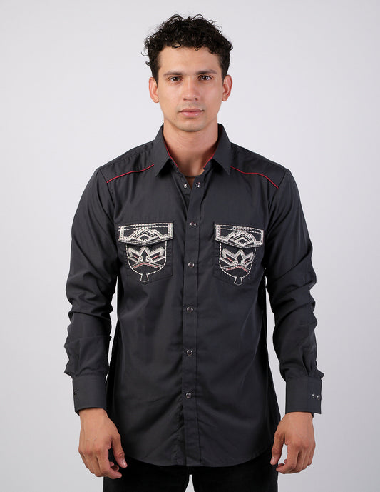 Camisa Para Hombre Vaquera Marca Cuaco WM022-021-04 Black