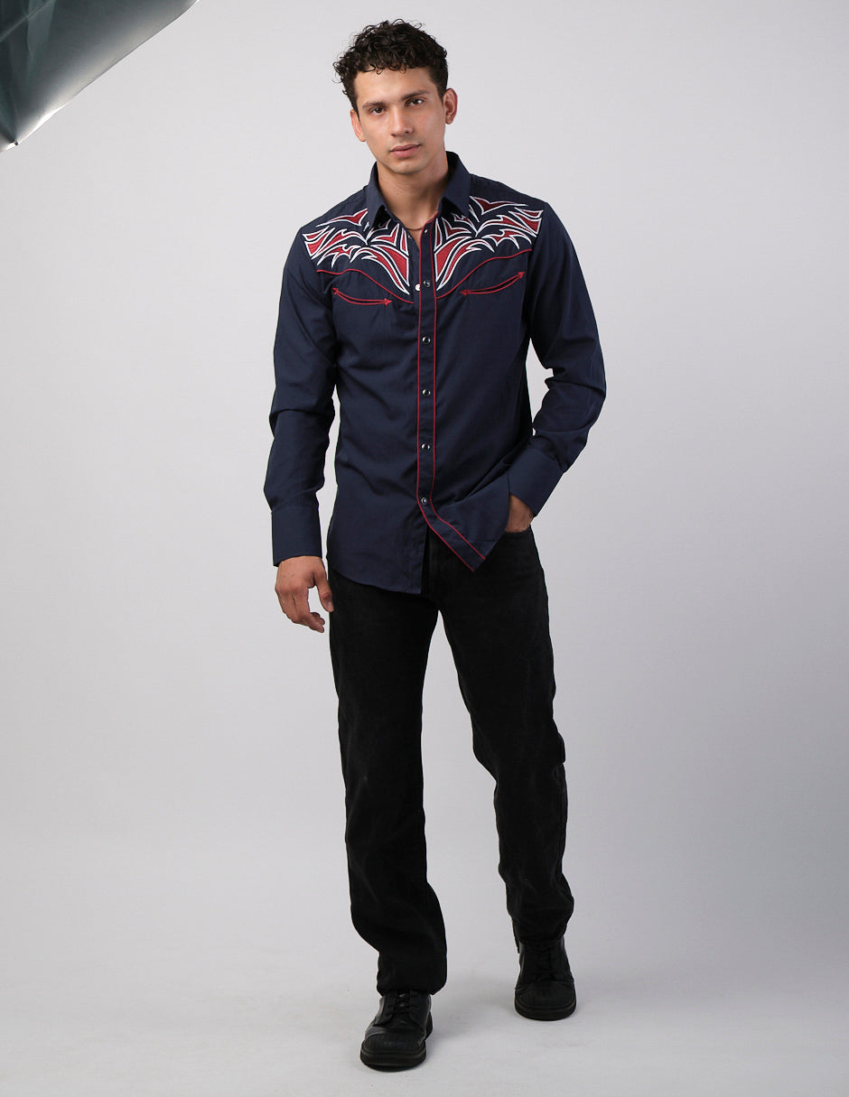 Camisa Para Hombre Vaquera Marca Cuaco WM022-022-04 Black