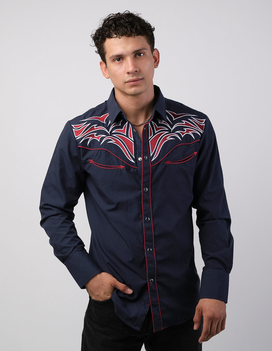 Camisa Para Hombre Vaquera Marca Cuaco WM022-022-04 Black