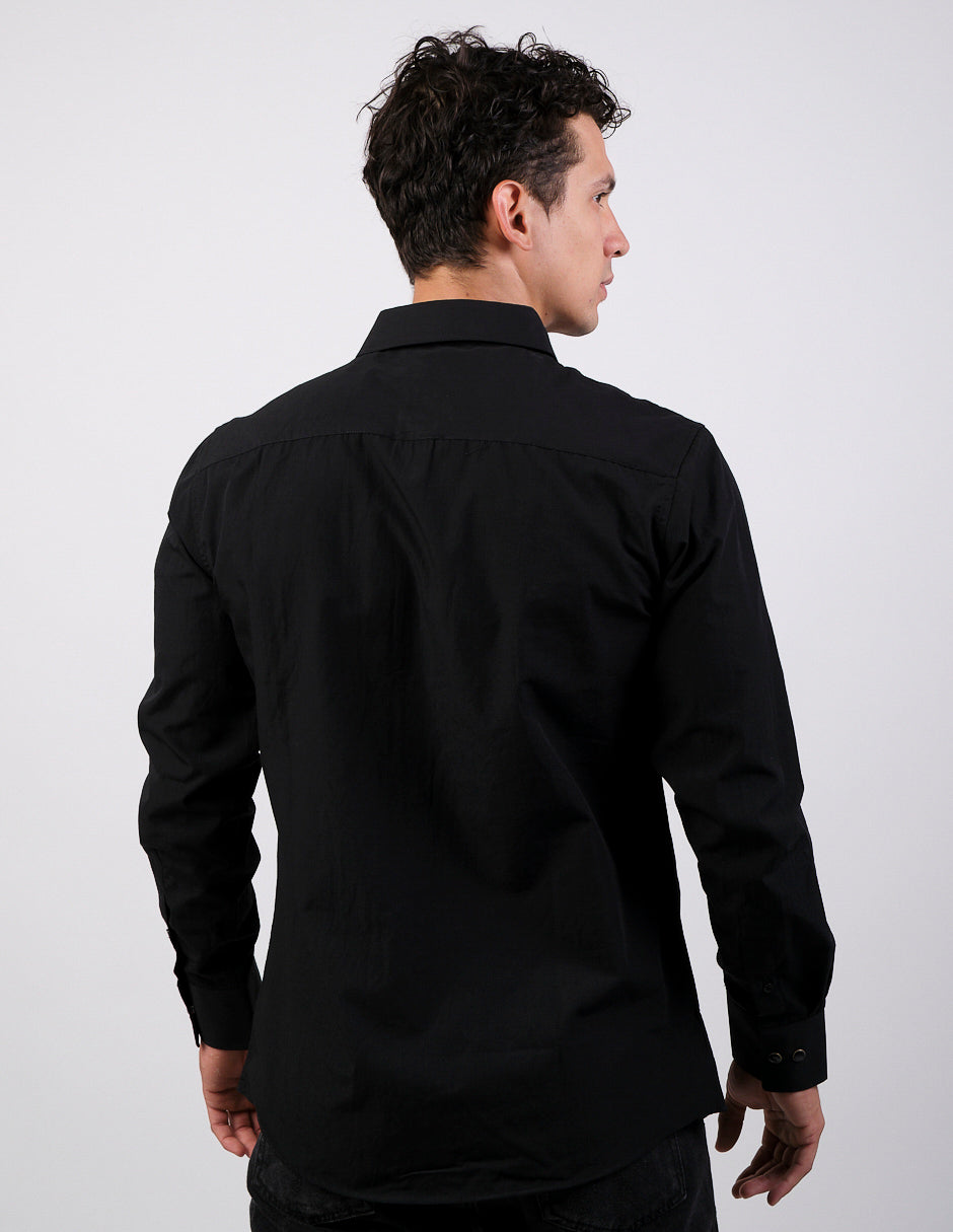 Camisa Para Hombre Vaquera Marca Cuaco WM022-023-01 Black