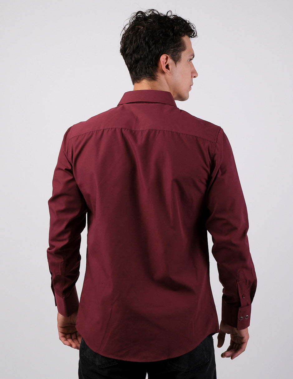 Camisa Para Hombre Vaquera Marca Cuaco WM022-023-04 Burgundy