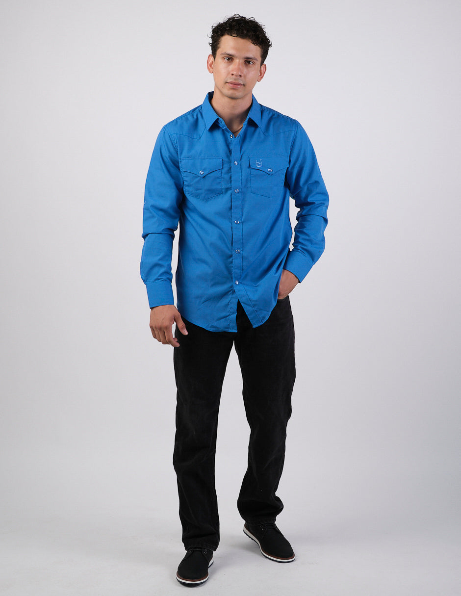 Camisa Para Hombre Vaquera Marca Cuaco WM022-025-09 Azul