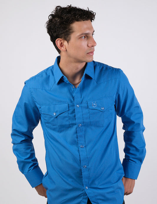 Camisa Para Hombre Vaquera Marca Cuaco WM022-025-09 Azul