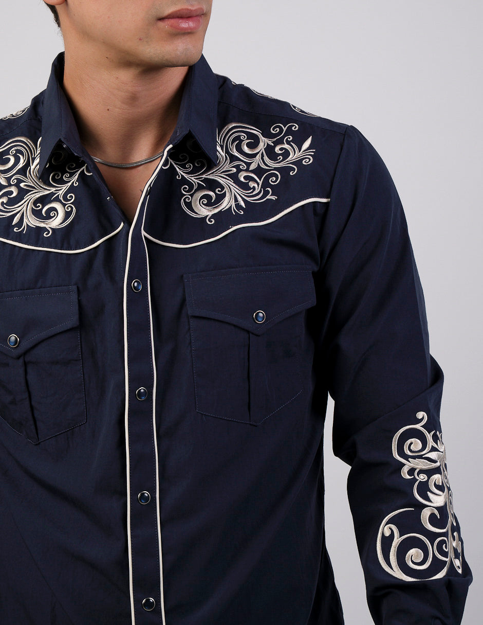 Camisa Para Hombre Vaquera Marca Cuaco WM022-026-03 Navy