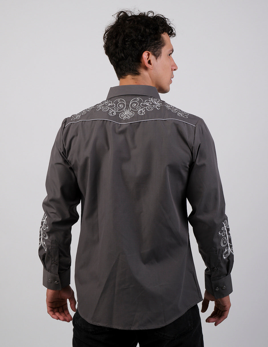 Camisa Para Hombre Vaquera Marca Cuaco WM022-026-06 Grey