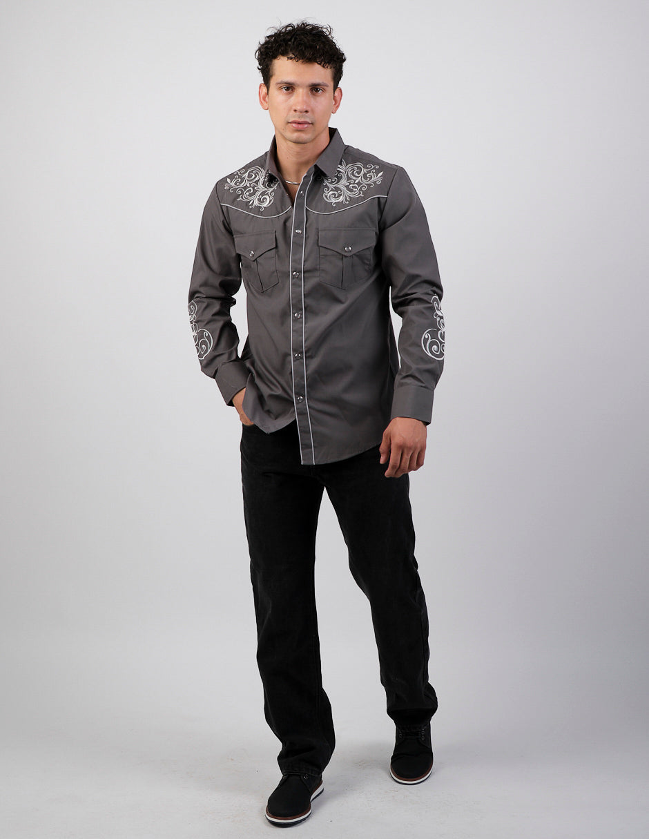 Camisa Para Hombre Vaquera Marca Cuaco WM022-026-06 Grey