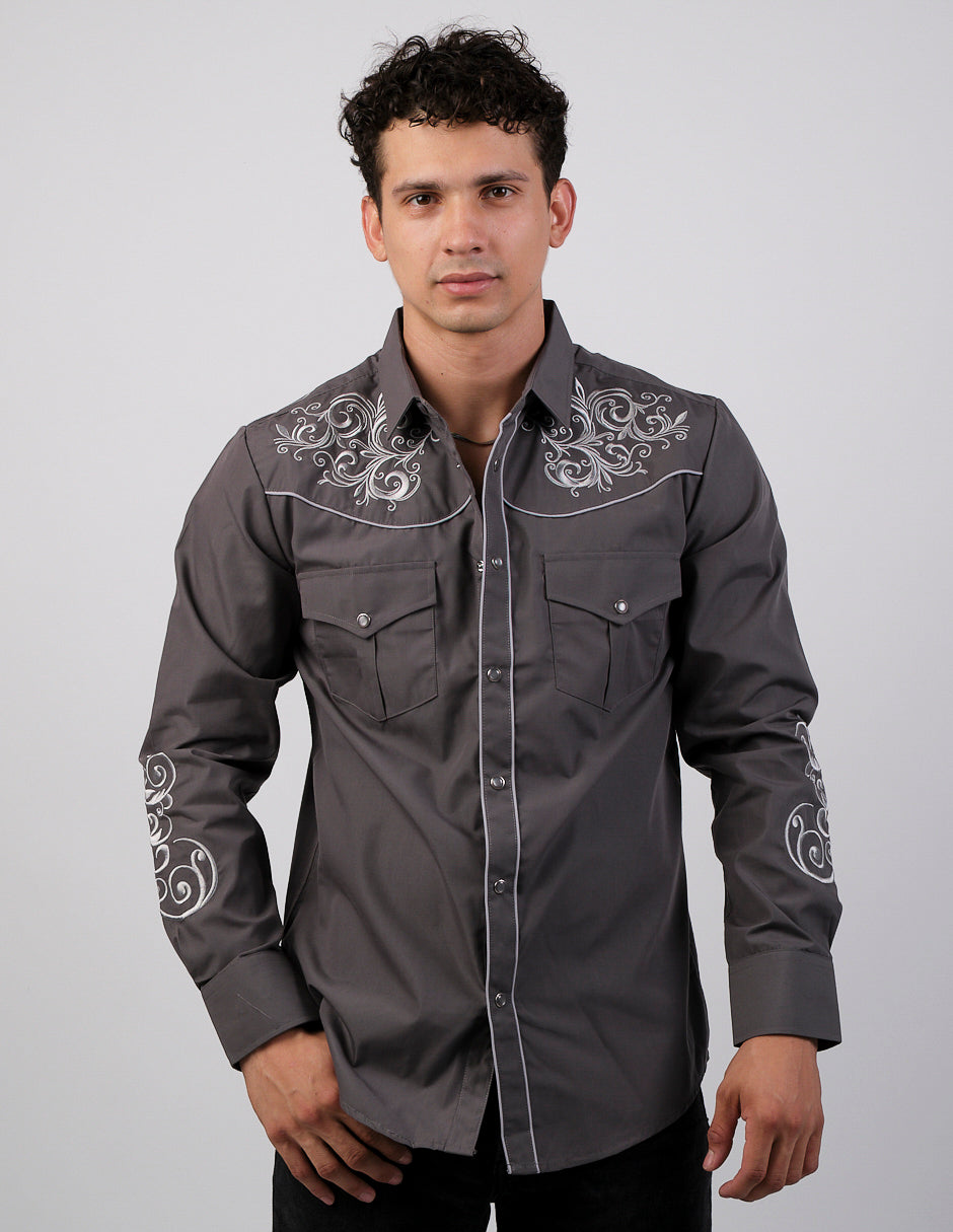 Camisa Para Hombre Vaquera Marca Cuaco WM022-026-06 Grey