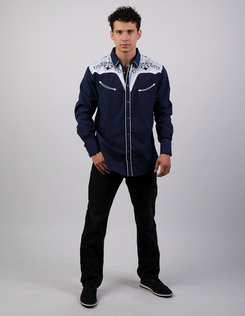 Camisa Para Hombre Vaquera Marca Cuaco WM022-030-05 Navy