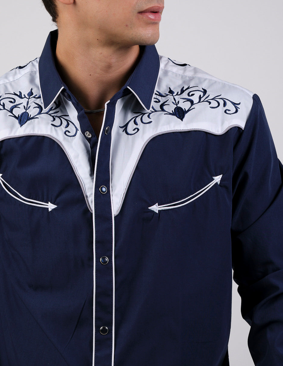 Camisa Para Hombre Vaquera Marca Cuaco WM022-030-05 Navy