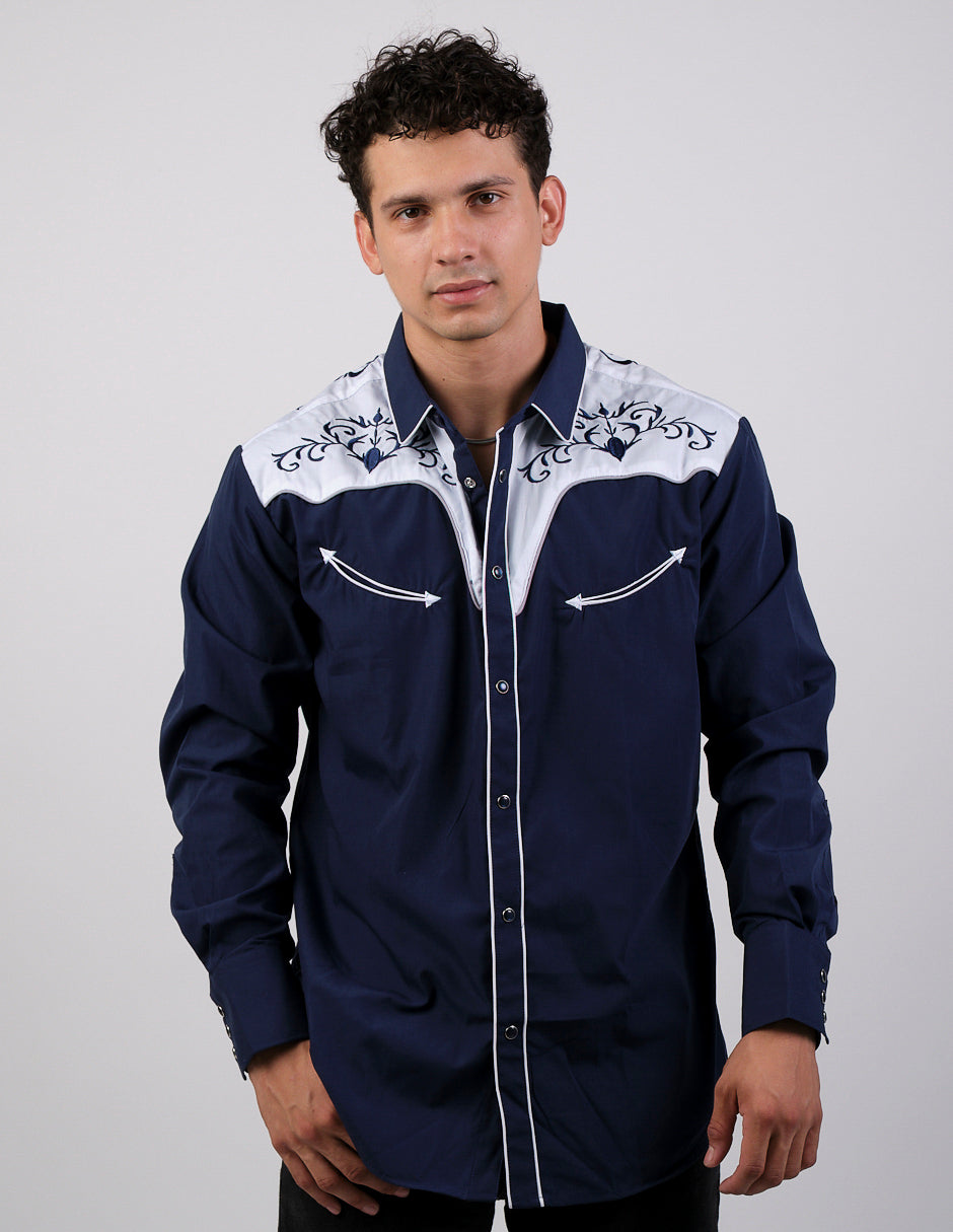 Camisa Para Hombre Vaquera Marca Cuaco WM022-030-05 Navy