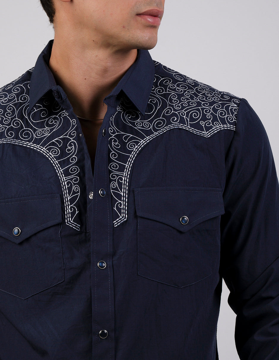 Camisa Para Hombre Vaquera Marca Cuaco WM022-031-02 Navy