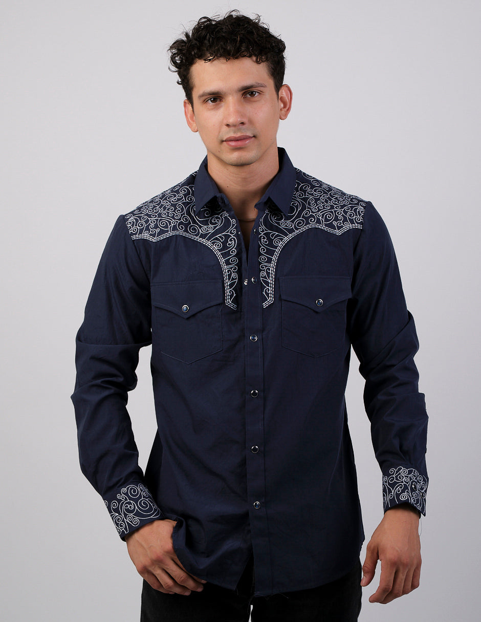 Camisa Para Hombre Vaquera Marca Cuaco WM022-031-02 Navy