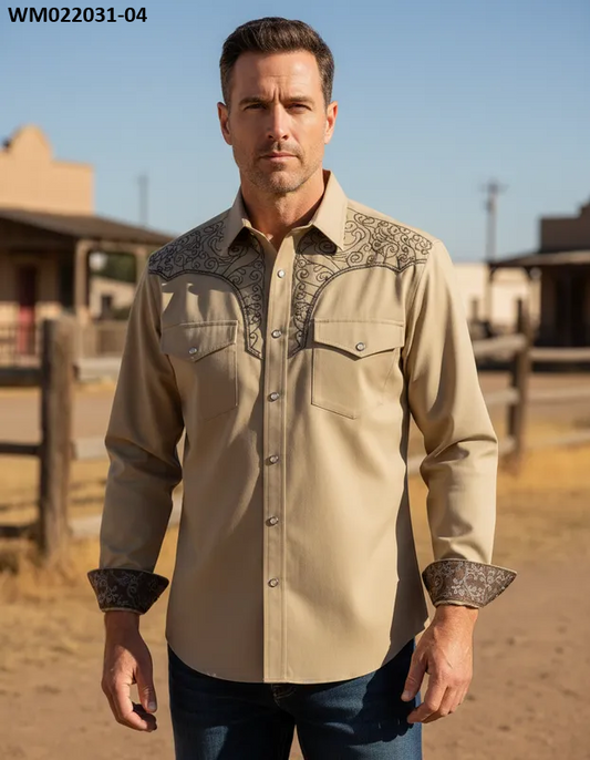 Camisa Para Hombre Vaquera Marca Cuaco WM022-031-04 Khaki