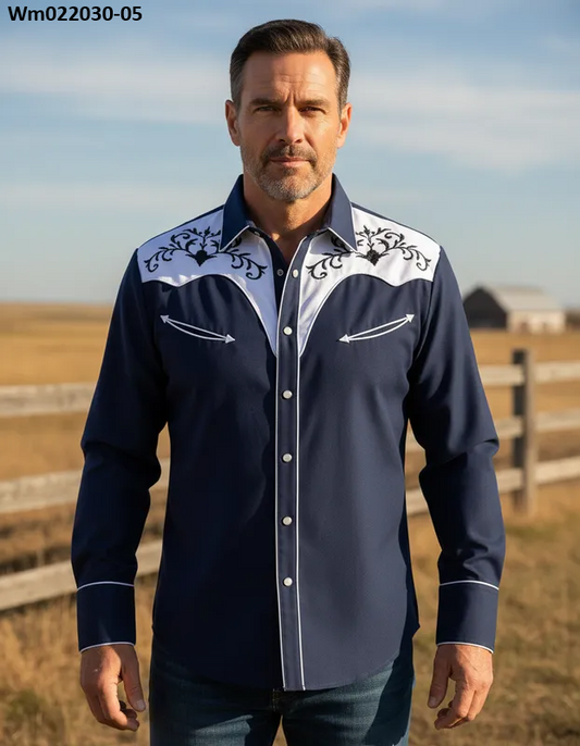 Camisa Para Hombre Vaquera Marca Cuaco WM022-030-05 Azul