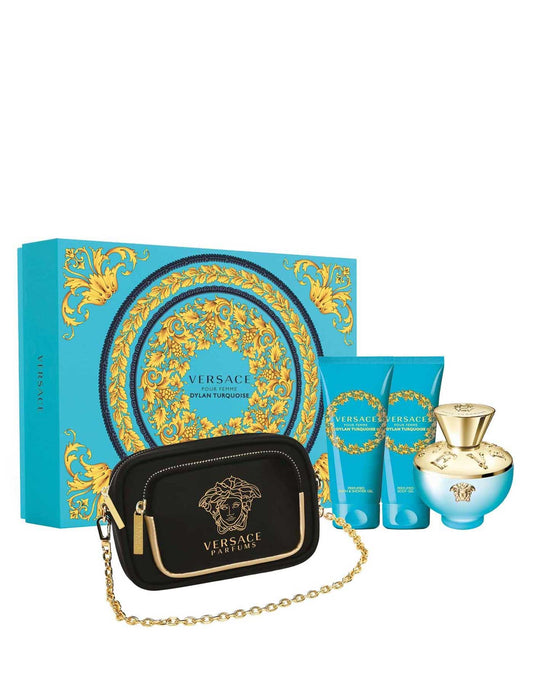 Set de Perfume para Mujer Versace Pour Femme Dylan Turquoise 100ml EDT 4 Pzas