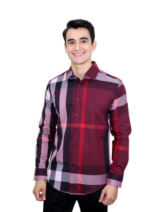 Camisa para Hombre Marca PAVINI RAVALLI BLS-201-02 BURGUNDY