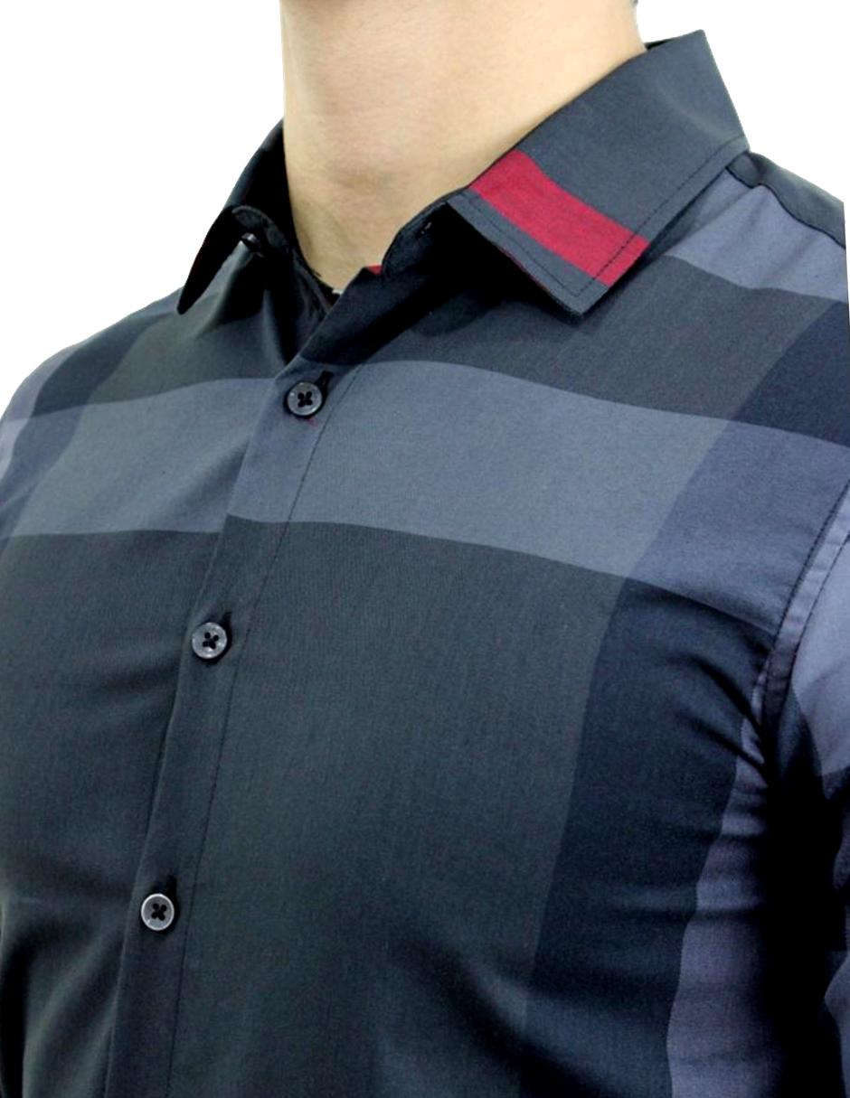 Camisa para Hombre Marca PAVINI RAVALLI BLS-201-09 BLACK-GREY