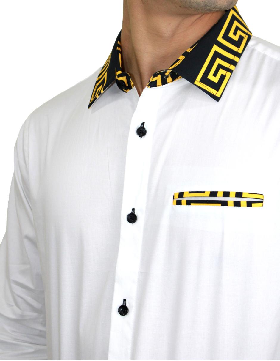 Camisa para Hombre Marca PAVINI LS021020-07 WHITE-GOLD