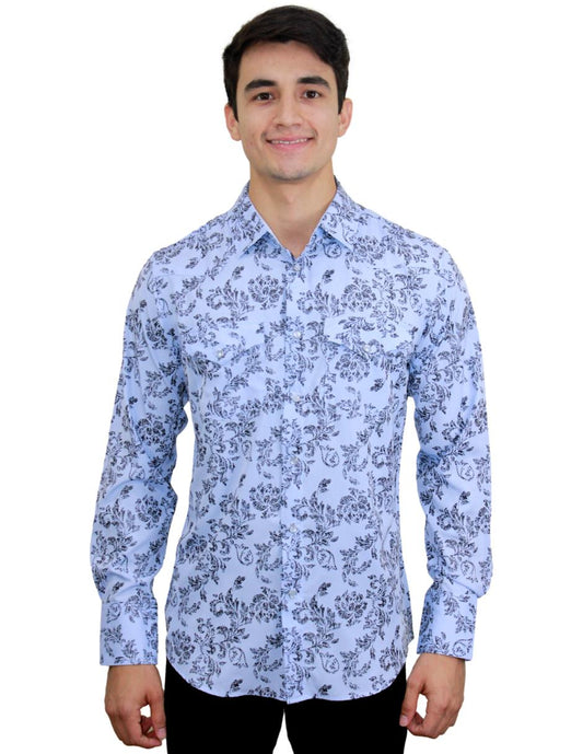 Camisa para Hombre Marca PAVINI LS022003-07 WHITE-BLUE