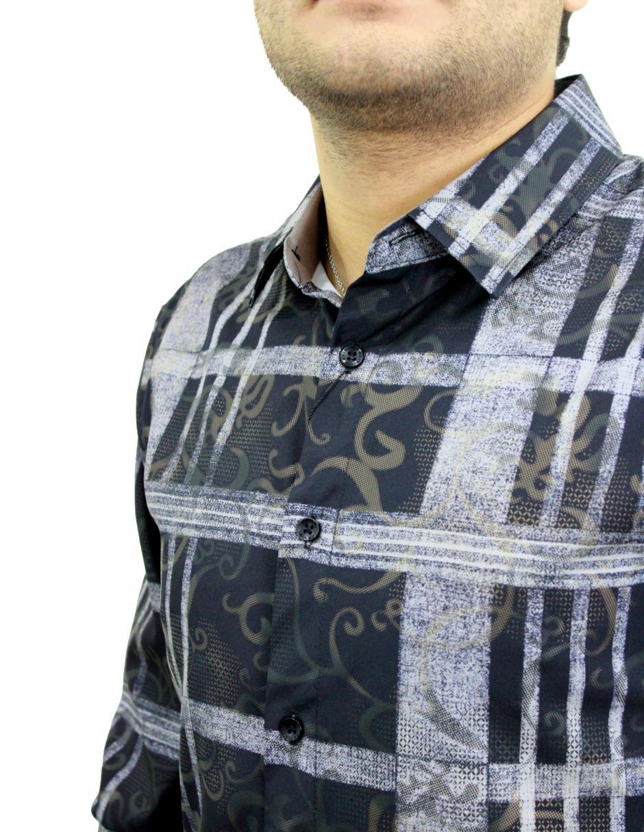 Camisa para Hombre Marca PAVINI LS022-004-14 BLACK-GREY