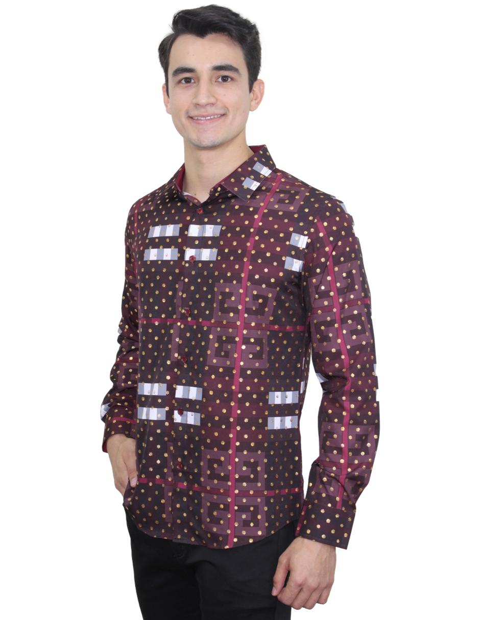 Camisa para Hombre Marca PAVINI LS022-004-19 BURGUNDY