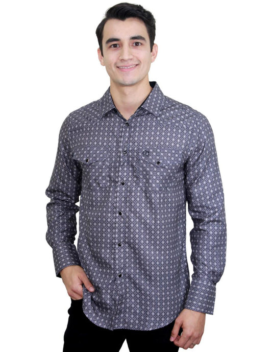 Camisa para Hombre Marca PAVINI LS022007-09 BLACK-GREY