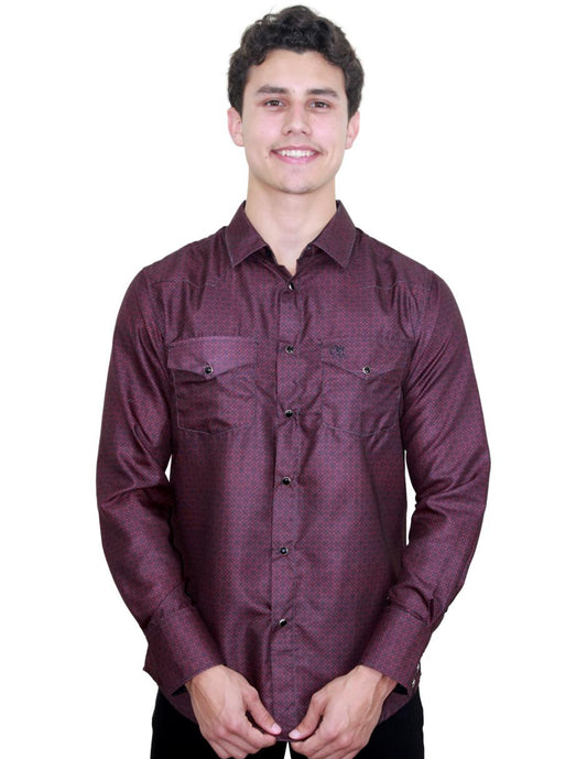 Camisa para Hombre Marca PAVINI LS022007-12 BURGUNDY