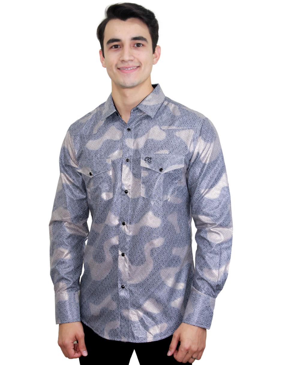 Camisa para Hombre Marca PAVINI LS022007-15 GREY-BLUE