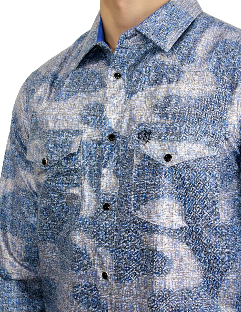 Camisa para Hombre Marca PAVINI LS022007-16 BLUE-GREY