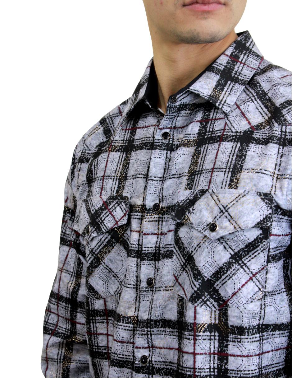 Camisa para Hombre Marca PAVINI LS022007-17 BLACK-GREY